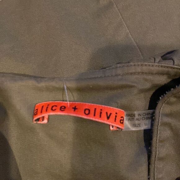 Alice + Olivia Dark Olive Blazer Medium Ruffle Embellishment & Stand Collar - Picture 10 of 11